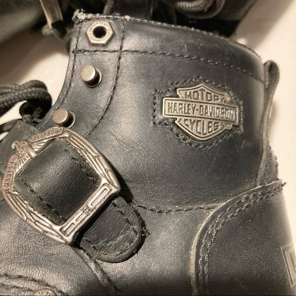 HARLEY DAVIDSON Sz 6 Moto Chunky Sole Thick Leather Zipper and Buckles Booties - Picture 7 of 16